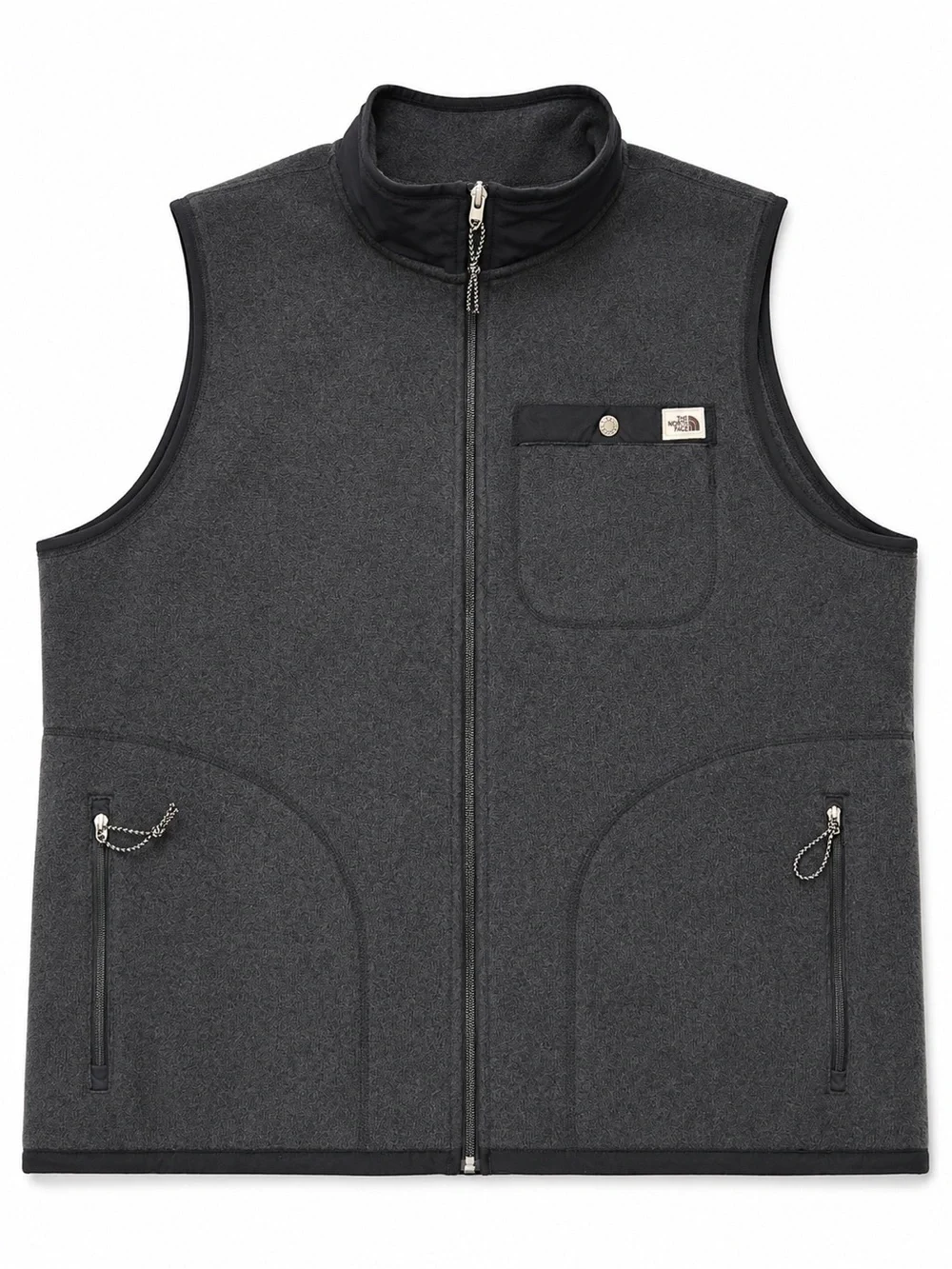 The North Face Men's Dark Charcoal Fleece Vest with Zip Pockets